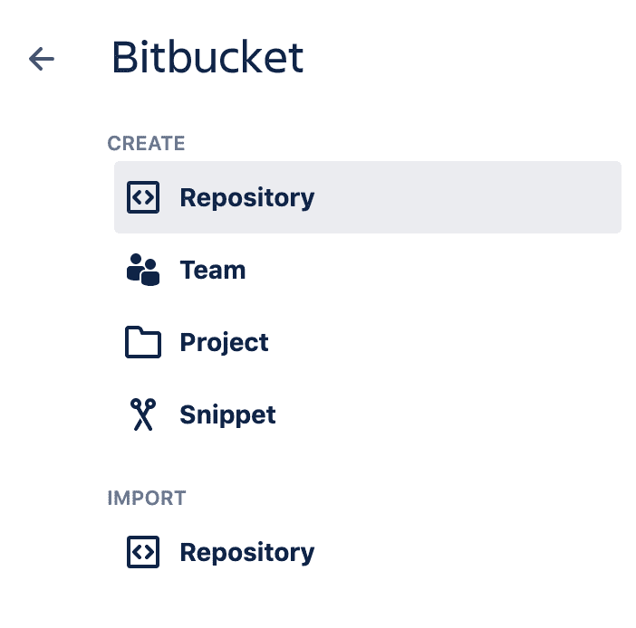Bitbucket menu